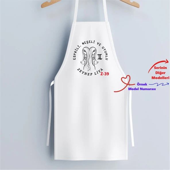 Kişiye Özel Burç Tasarımlı Mutfak Önlüğü, Hediyelik Önlük Z1 Serisi