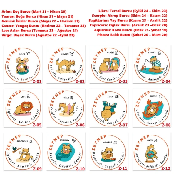 Kişiye Özel Burç Tasarımlı Yastık Kılıfları, Burç Temalı Yastık Kılıfları Z1Serisi - Resim 2