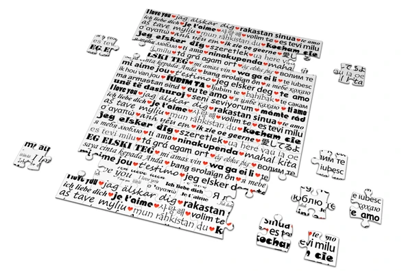 100 Dilde Seni Seviyorum Yazılı 99 Parça Puzzle Yapboz - 01