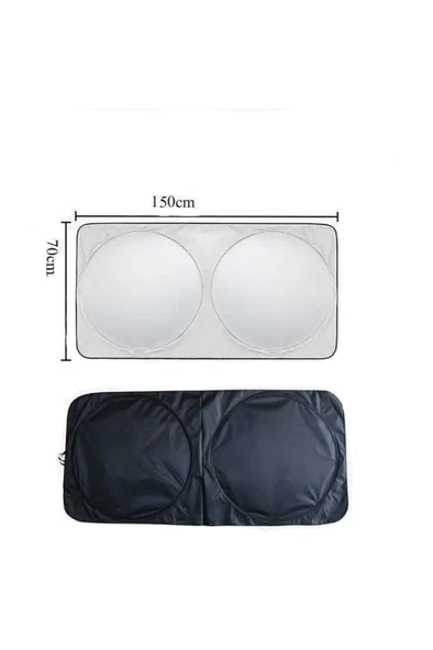 150x70 cm Katlanır Araba Güneşliği Gümüş Ön Cam Güneşlik Tüm Araçlara Uygun Oto Güneşlikleri Çantalı - 4
