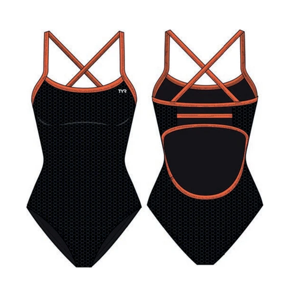 TYR Durafast Elite® TF Kadın Mayosu - Hexa (Siyah/Turuncu)