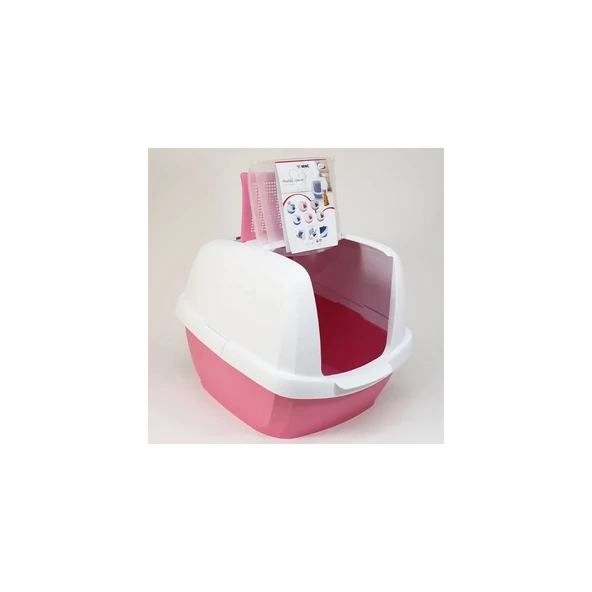 Imac Maddy Junior Üstü Açılır Kapalı Kedi Tuvaleti Pembe 57X43X41 cm - 1