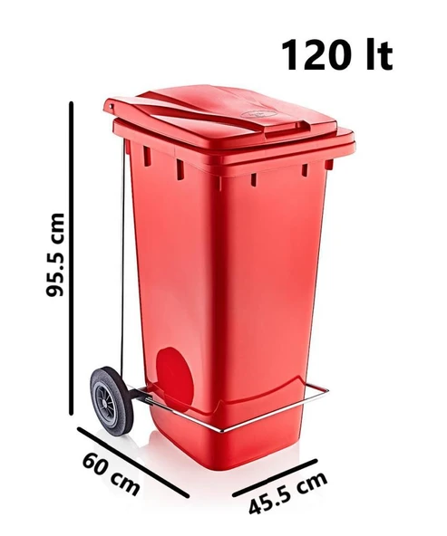 Omnipazar SY-6507 Pedallı Tekerlekli Kapaklı Plastik Çöp Konteyneri 120 lt - 9