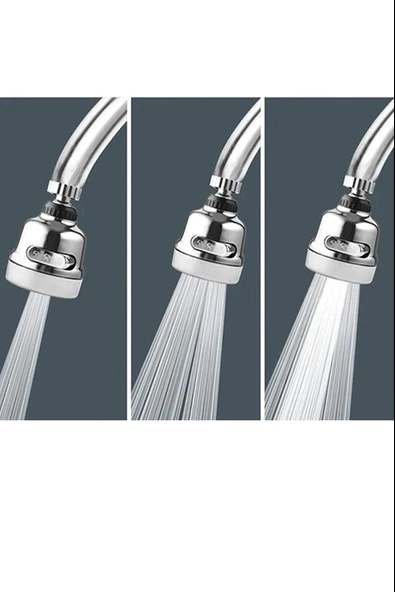 Krom 3 Fonksiyonlu Mutfak Lavabo Başlığı 360 Derece Döner Musluk Ucu - 3