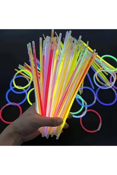 100 Adet Glow Işık Bileklik Fosforlu Yılbaşı Gece Kulüp Konser Parti Bilekliği Neon Işıklı Çubuk