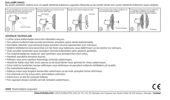 CATA Akçay 16" Ayaklı Vantilatörü 38w 3 Kademeli Hız ayarı - 3