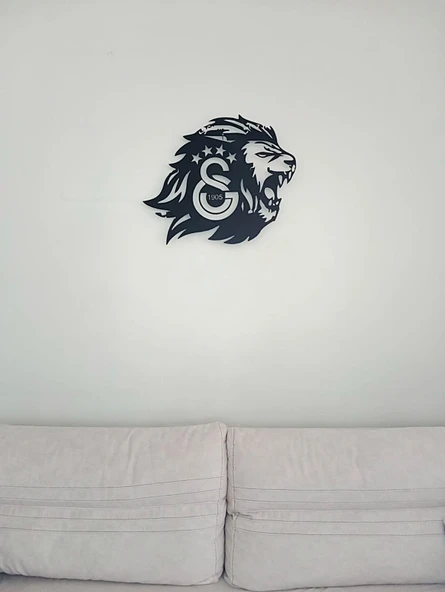 Motto Dekor Lazer Kesim Metal Galatasaray Armalı Aslanbaşı Duvar Dekoru 48x60 cm - 6