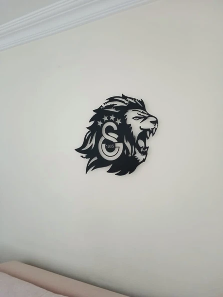 Motto Dekor Lazer Kesim Metal Galatasaray Armalı Aslanbaşı Duvar Dekoru 48x60 cm - 7