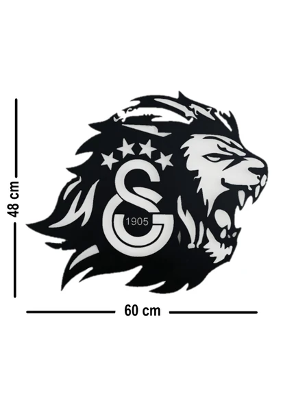 Motto Dekor Lazer Kesim Metal Galatasaray Armalı Aslanbaşı Duvar Dekoru 48x60 cm - 4