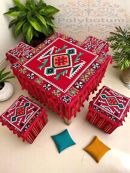 ANADOLU Şark Köşesi El Yapımı Otantik Yüzde 100 Ahşap Masa Tabure Takımı Doğal ve Şık - 2