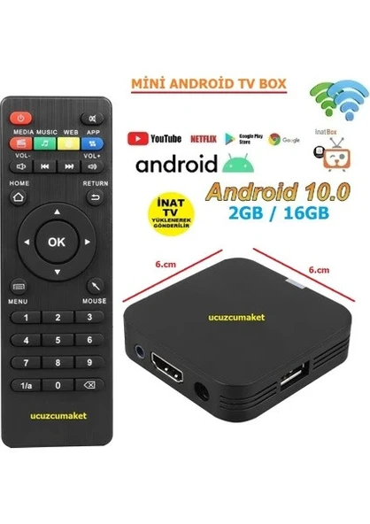 Android 10 Mini Android Tv Box 2g Ram / 16GB Rom  (inat Tv Yüklenerek Gönderilir)