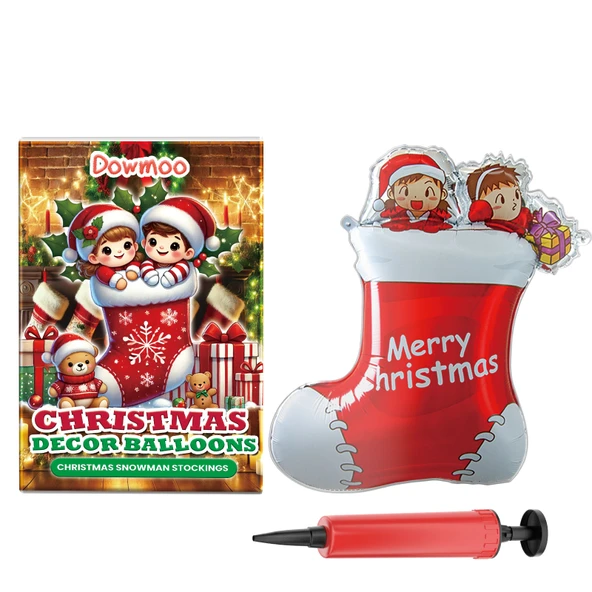 Noel Balon Seti - Ayakta Noel Baba, Ren Geyiği, Yılbaşı Ağacı Süslemeli