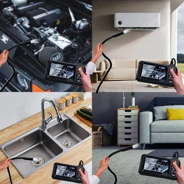 10 Metre 4.3 Inç Çift Kamera Ekranlı Yılan Kamera (Ayarlanabilir Parlak 8 Led) - 2