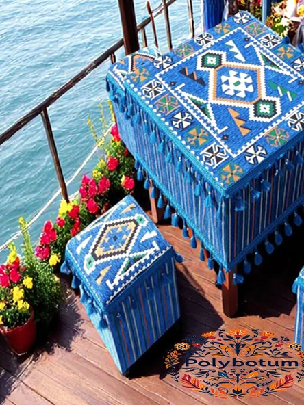 YÖRÜK Şark Köşesi El Yapımı Otantik Yüzde 100 Ahşap Masa Tabure Takımı Doğal ve Şık