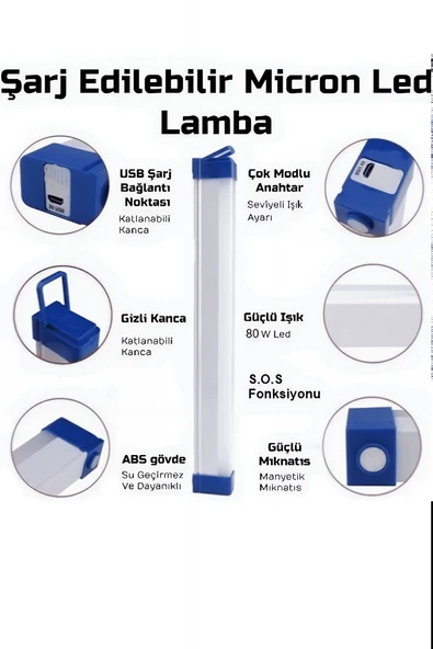 CBK BK-500 ŞARJLI IŞILDAK LAMBA 3 MODLU, MIKNATISLI, BEYAZ IŞIK - Resim 4