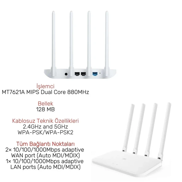 Mi Router 4A Gigabit Edition 1200Mbps 5GHz Sinyal Aktarıcı Güçlendirici