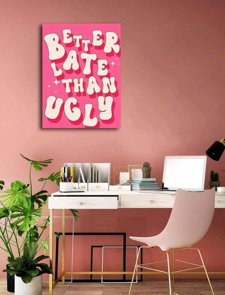 Pembe Duvar Tuval Poster