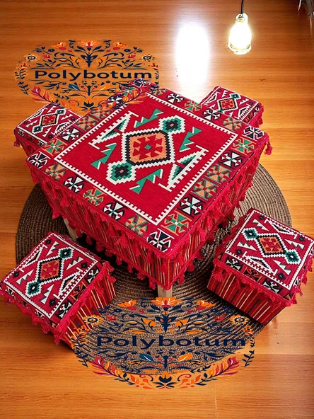 ANADOLU Şark Köşesi El Yapımı Otantik Yüzde 100 Ahşap Masa Tabure Takımı Doğal ve Şık - 5