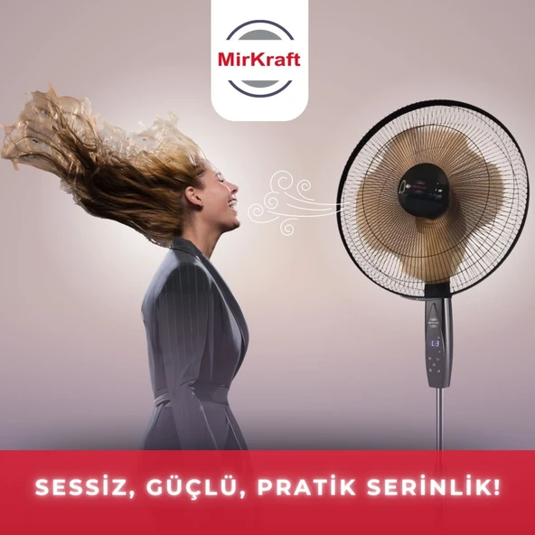 MirKraft FS-K5018 18'' DC Motor 5 Metal Kanatlı Uzaktan Kumandalı Ayaklı Vantilatör - 4