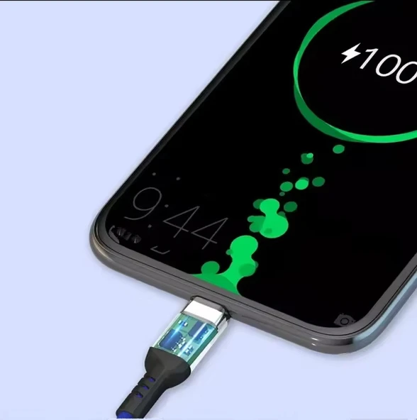 3 in1 Lightning-Micro-Type-C 100W Hızlı Çoklu Şarj Kablosu 3A 1.2m Siyah - 5