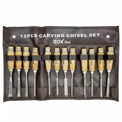 Rox Wood Ahşap Oyma Iskarpela Seti 12 Parça Metal Yüzüklü Saplı - Resim 5