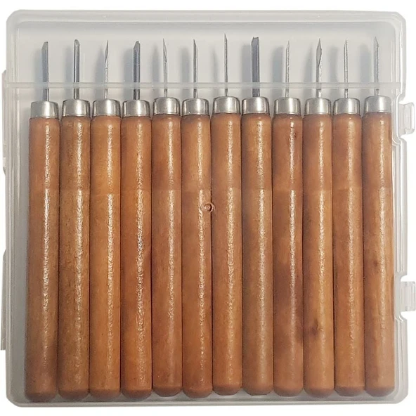 Rox Wood Mini Ahşap Oyma Bıçak Seti 12 Parça Pvc Çantalı - 4