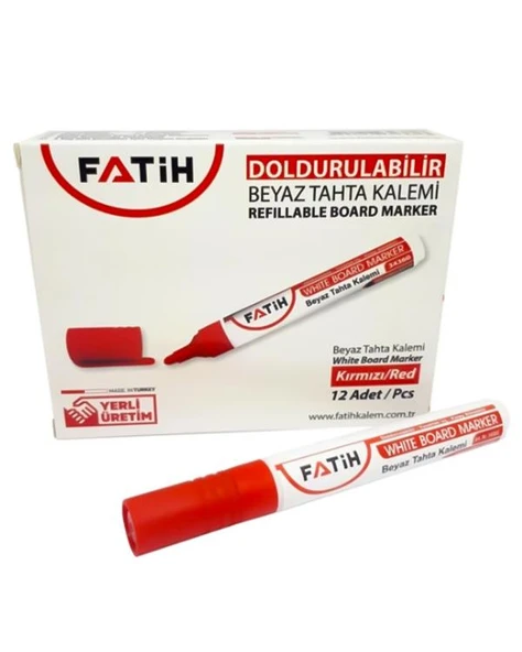 Fatih Doldurulabilir Beyaz Tahta Kalemi Kırmızı 12 Adet 34360