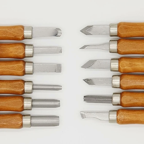 Rox Wood Mini Ahşap Oyma Bıçak Seti 12 Parça Pvc Çantalı - 9