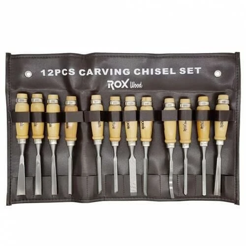 Rox Wood Ahşap Oyma Iskarpela Seti 12 Parça Metal Yüzüklü Saplı - Resim 8