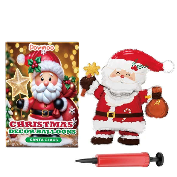 Noel Balonları Seti - Ayakta Noel Baba, Ren Geyiği, Yılbaşı Ağacı Dekorasyonu