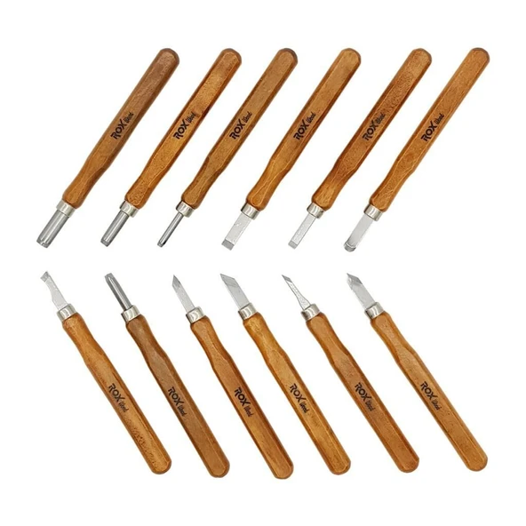 Rox Wood Mini Ahşap Oyma Bıçak Seti 12 Parça Pvc Çantalı - 3