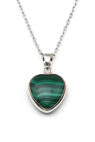 Malakit Doğal Taş 925 Ayar Gümüş Kolye ürün görseli