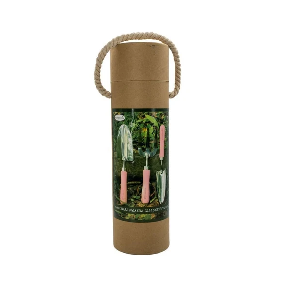 Gardenwind Natural P1729003 Paslanmaz 3lü Bahçe Seti Dar/Geniş Kürek ve Dirgen (Pembe Saplı) - 5