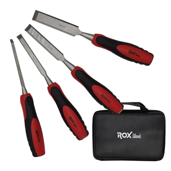 Rox Wood Düz Iskarpela Seti 4 Parça Neopren Çantalı - 9