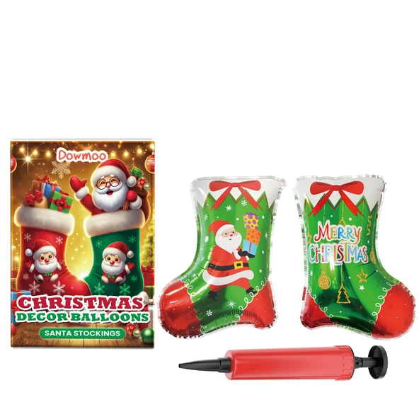 Noel Balon Seti - Noel Baba, Ren Geyiği, Çam Ağacı Desenli - 1 Set