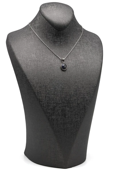 Safir Doğal Taş 925 Ayar Gümüş Kolye - 2