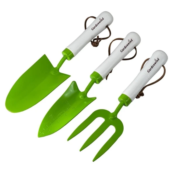 Gardenwind P2262003 Yeşil 3lü Bahçe Seti, Dar Kürek, Geniş Kürek, Dirgen (Ahşap Beyaz Saplı) - 6