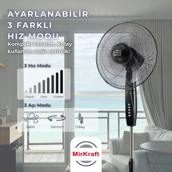 MirKraft FS-M40BR 16'' DC Motor 5 Kanatlı Ayaklı Vantilatör - 3