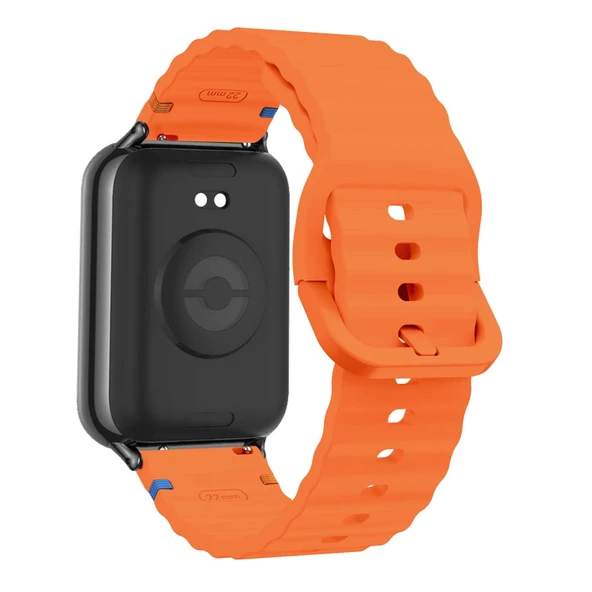 Xiaomi Mi Band 8 Pro Uyumlu Silikon Spor Dalgalı Bileklik - Turuncu