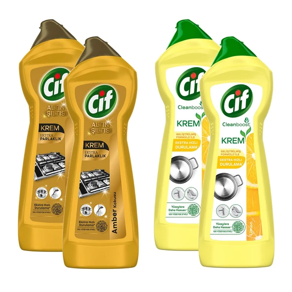 Cif Krem 750 ml Gold ve Limonlu 4 lü Karma Paket