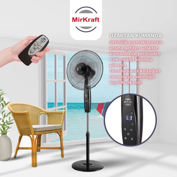 MirKraft FS-K40BR 16'' DC Motor 5 Kanatlı Uzaktan Kumandalı Ayaklı Vantilatör - 2