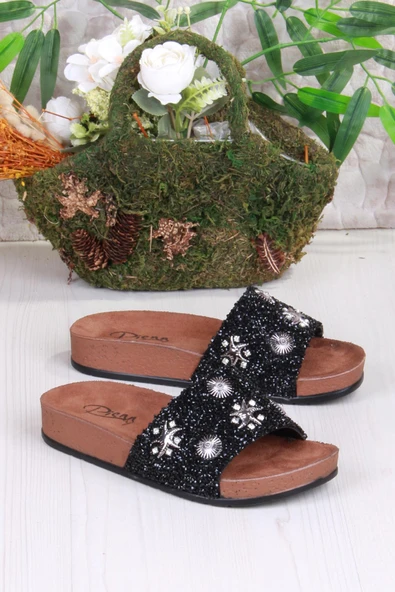 Fort 00903 Pienn Anatomik Esnek Rahat Taşlı Boncuklu Kadın Terlik - Resim 3