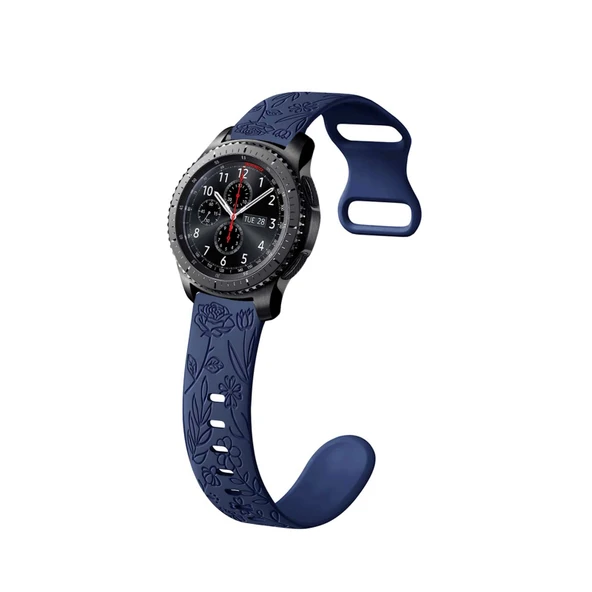 Samsung Watch 46mm için Silikon Çiçek Desenli Kayış - Renk 1