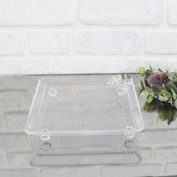 SELİM DEKOR GRAPE KARE BÜYÜK SUNUM CAM TABAĞI 23,5X23,5 ürün görseli