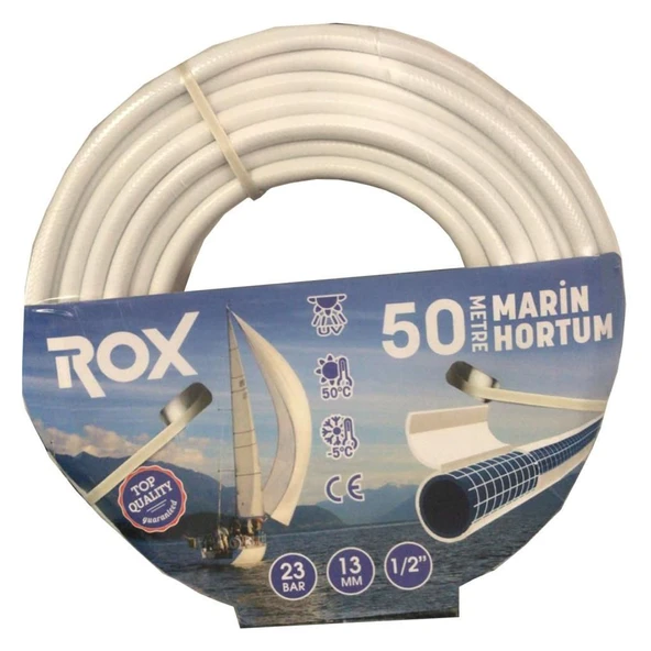 Rox 1/2'' 13 mm Marine Tekne Bahçe Sulama Hortumu 50 metre