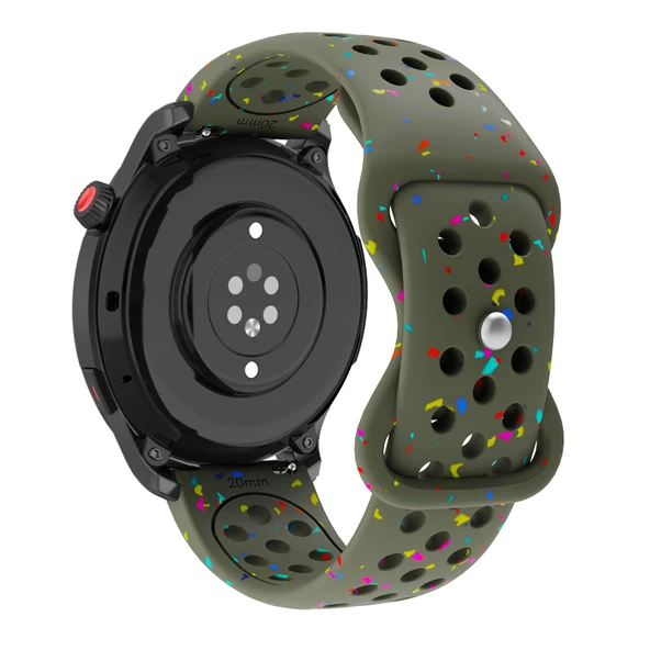 Amazfit GTR 47mm Renkli Şeritli Silikon Spor Kordon - Renk 1