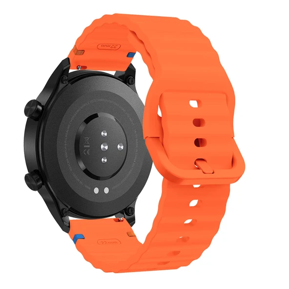 Realme Watch 3 Pro için Silikon Spor Dalga Desenli Kordon - Turuncu