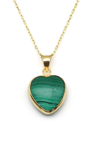 Malakit Doğal Taş 925 Ayar Gümüş Kolye