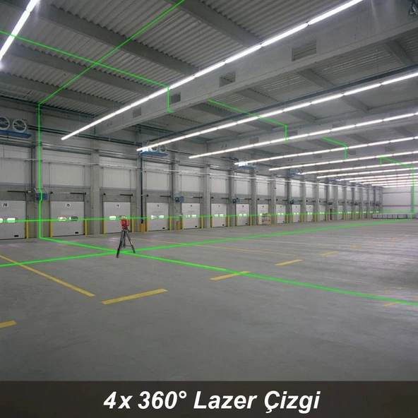 KOBB KBL35GTP Profesyonel Li-ion Şarjlı 4X360⁰ Otomatik Hizalamalı Yeşil Çapraz Çizgi Lazer Distomat + Uzaktan Kumanda + Tripod - 8