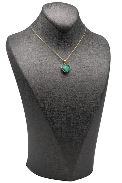 Malakit Doğal Taş 925 Ayar Gümüş Kolye - 2